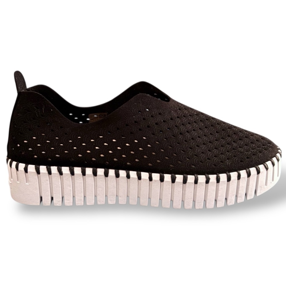 Isle Jacobsen Black Platform Tulip Flats Sneakers Shoes 9 39